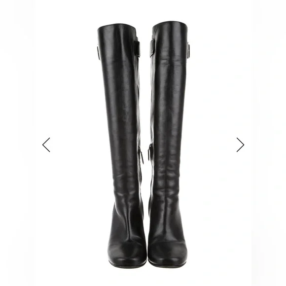 Prada Black Leather Knee-High Boots - Picture 3 of 9